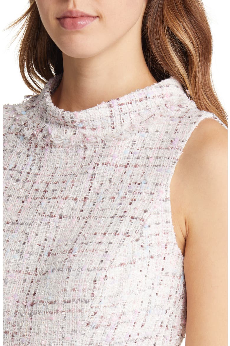 Mock Neck Tweed Dress, Alternate, color, IVORY