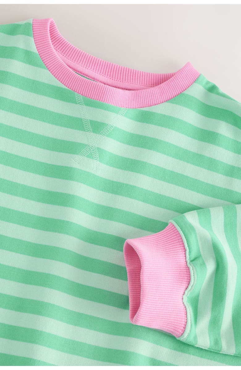 NEXT Kids' Stripe Oversize Cotton Sweatshirt, Alternate, color, Green