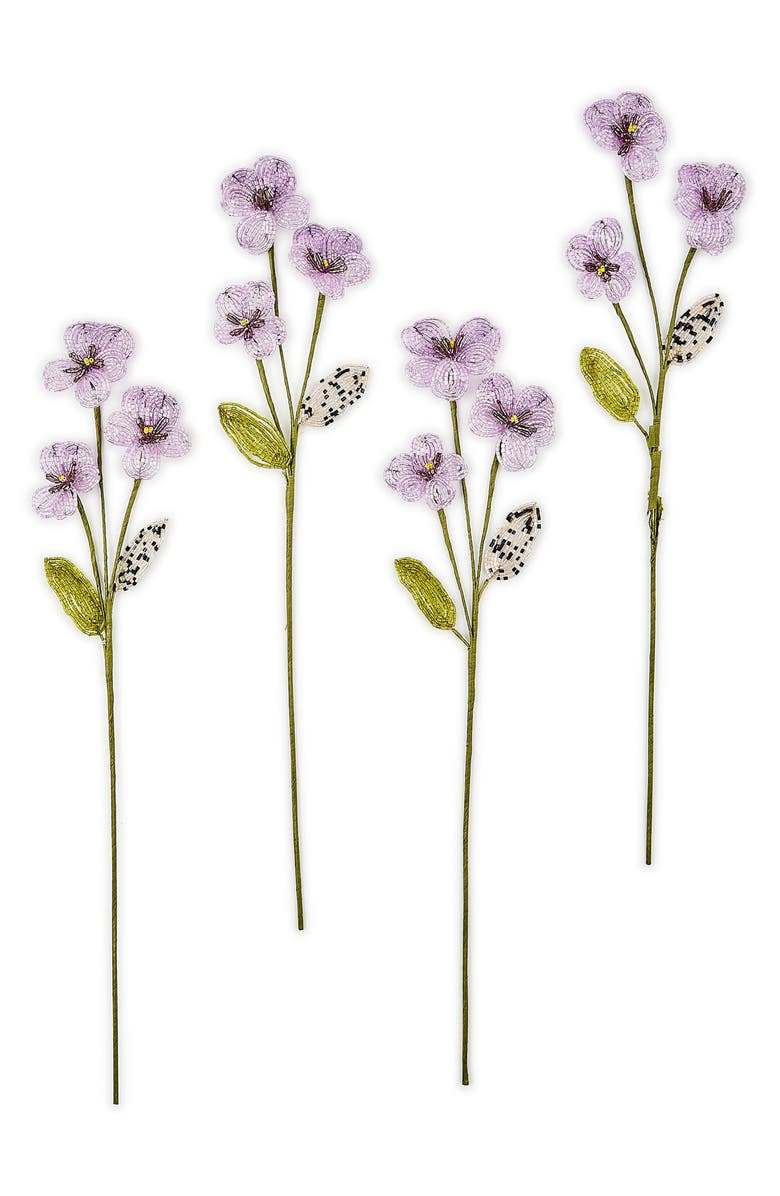 MACKENZIE CHILDS Purple Pansy Beaded Flower Stems, Main, color, Purple