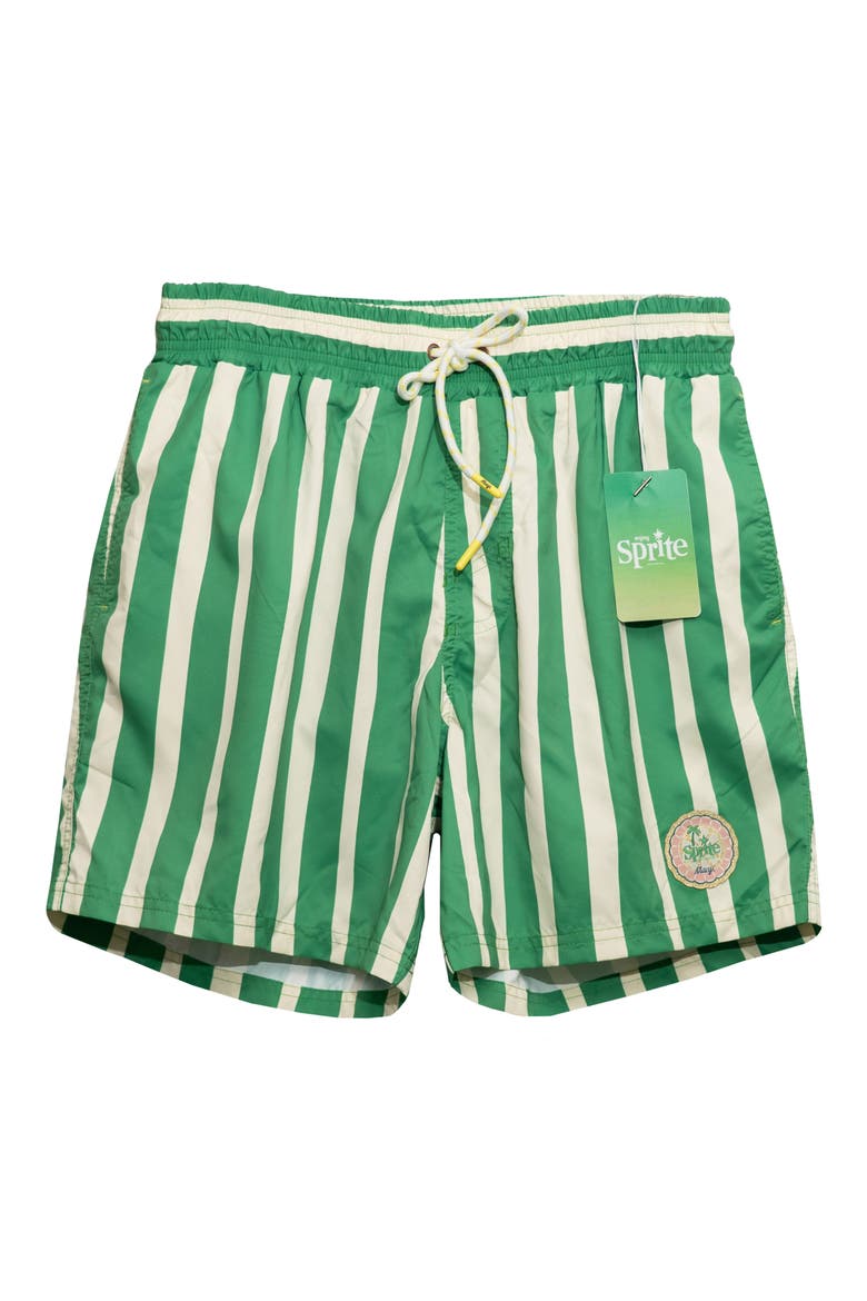 Sailor Stripe Swim Trunks, Alternate, color, GREEN