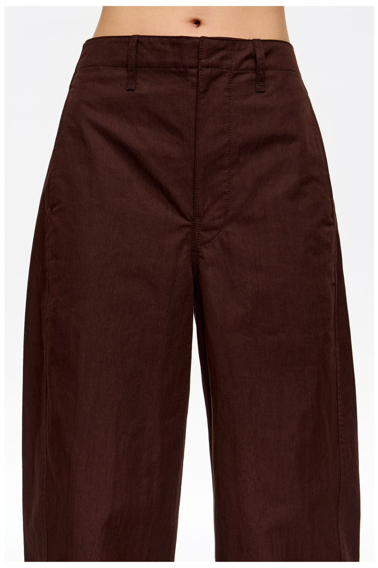 Technical Cotton Barrel Leg Trousers, Alternate, color, DARK BROWN