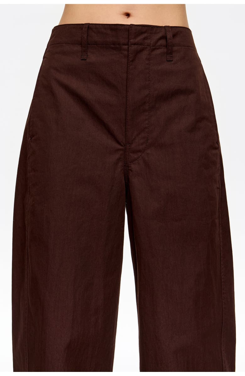 Bimba y Lola Technical Cotton Barrel Leg Trousers, Alternate, color, Dark Brown