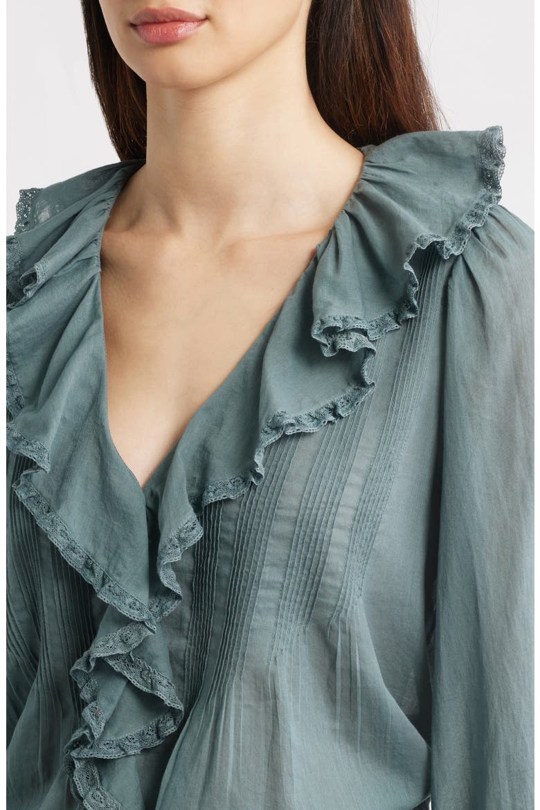 Hardy Ruffle Pintuck Organic Cotton Top, Alternate, color, LAGOON