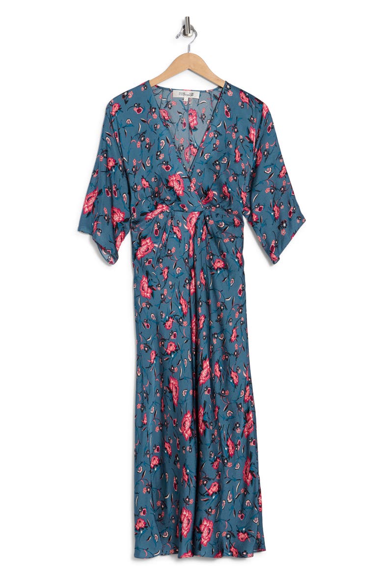 Gracie Floral Print Dress, Alternate, color, DANCING ROSE PETROL MIX