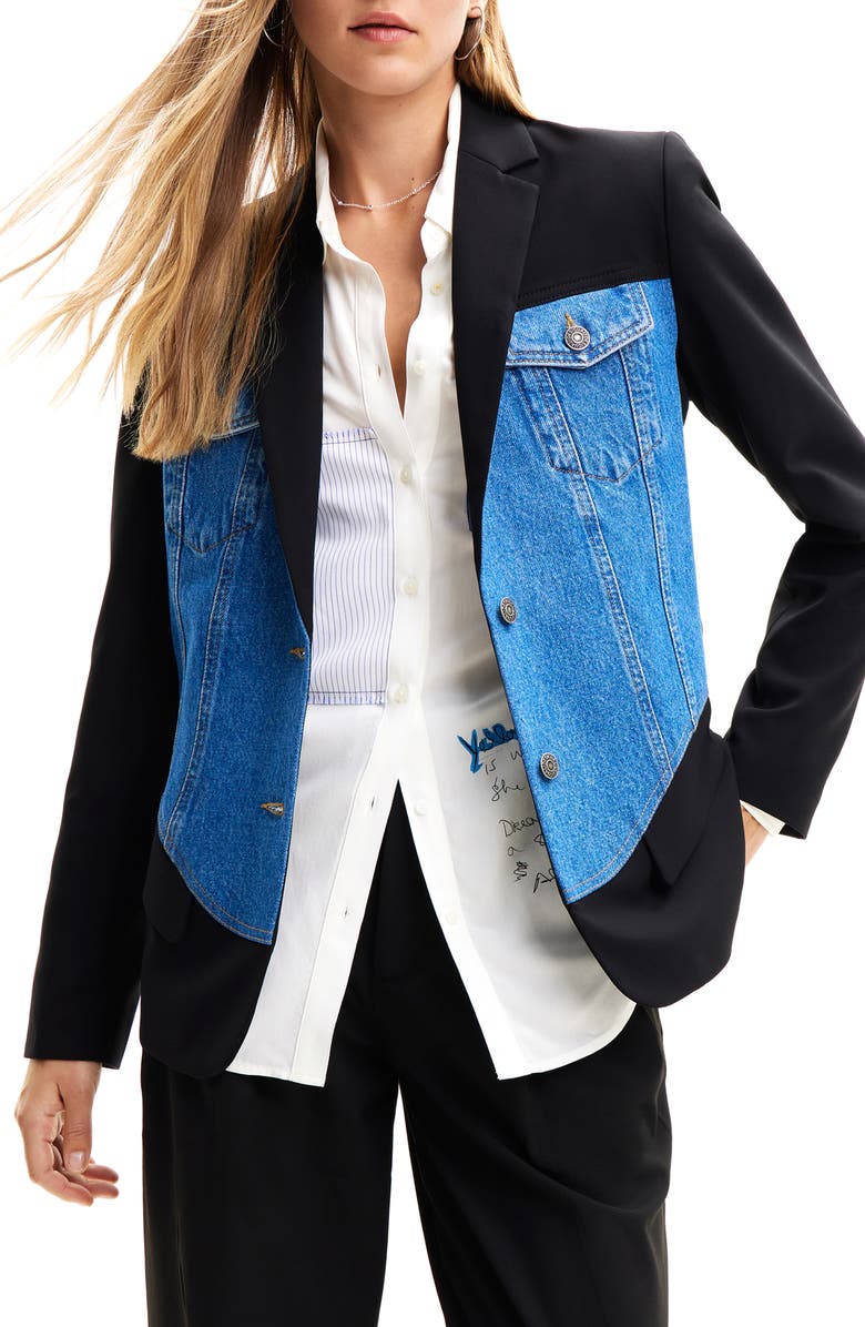 Desigual Hybrid Trucker Blazer, Main, color,
