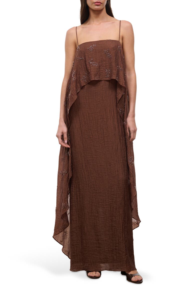 Valencia Crinkle Beaded Dress, Main, color, CEDAR