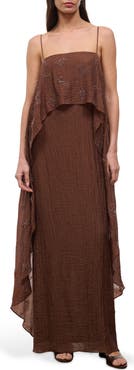 STAUD Valencia Crinkle Beaded Dress
