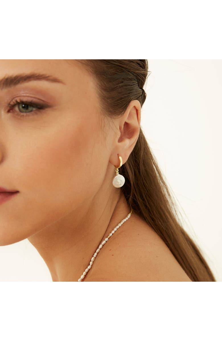 Spero London Treated Freshwater Cultured Baroque Pearl Hoop Earrings, Alternate, color, Gold