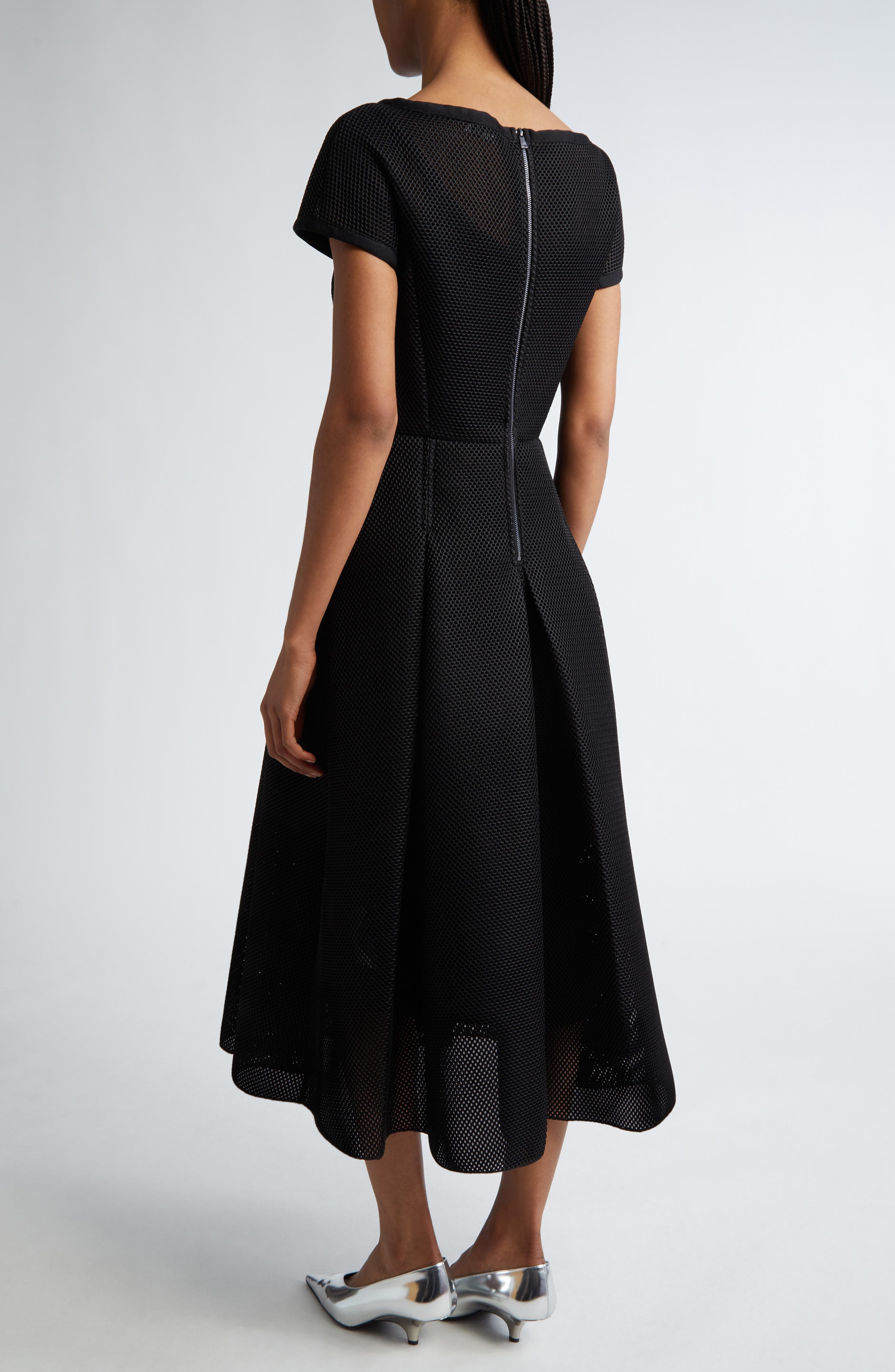 Kiens Bateau Neck Techno Mesh Midi Dress - image 2