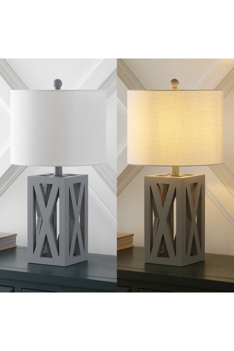 Stewart 21.5" Farmhouse Wood LED Table Lamp, Alternate, color, Gray