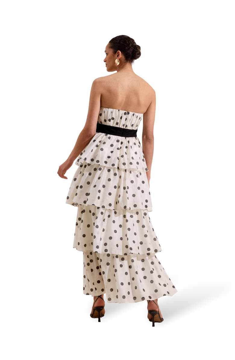 Ro&Zo Claudia Print Tiered Dress, Alternate, color, Black