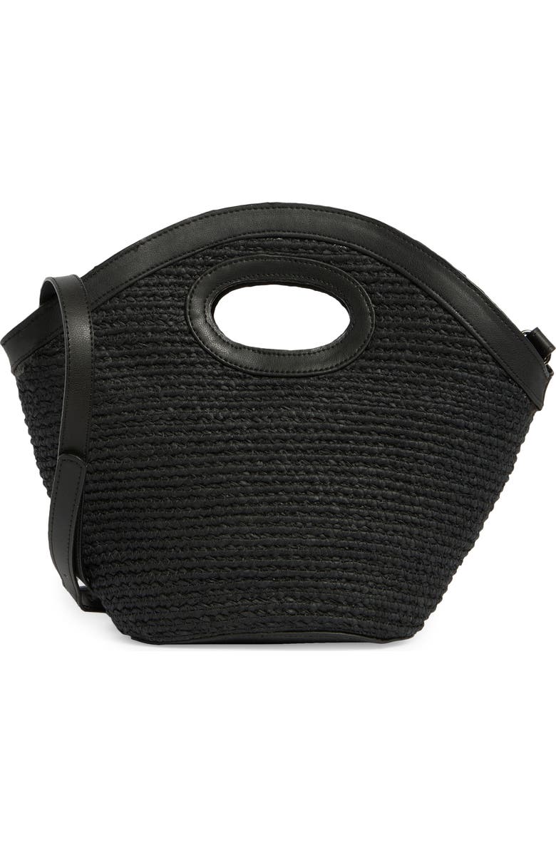 Collection XIIX Flared Cutout Handle Straw Bag, Main, color, Black