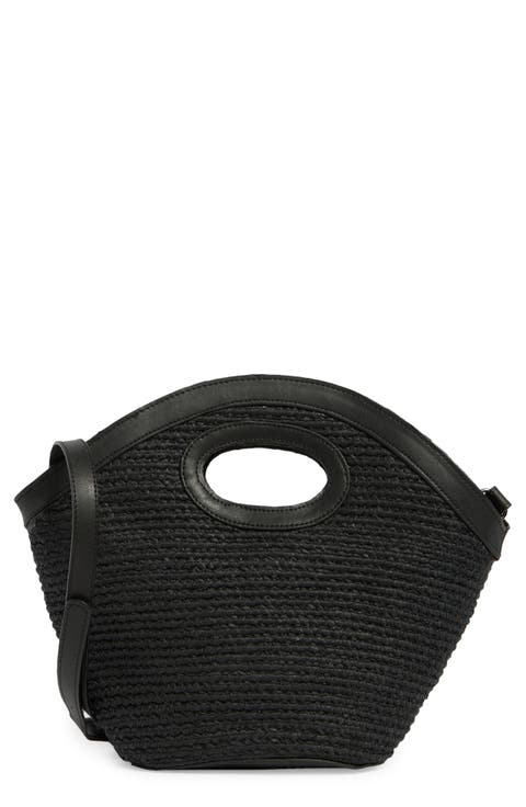 Flared Cutout Handle Straw Bag