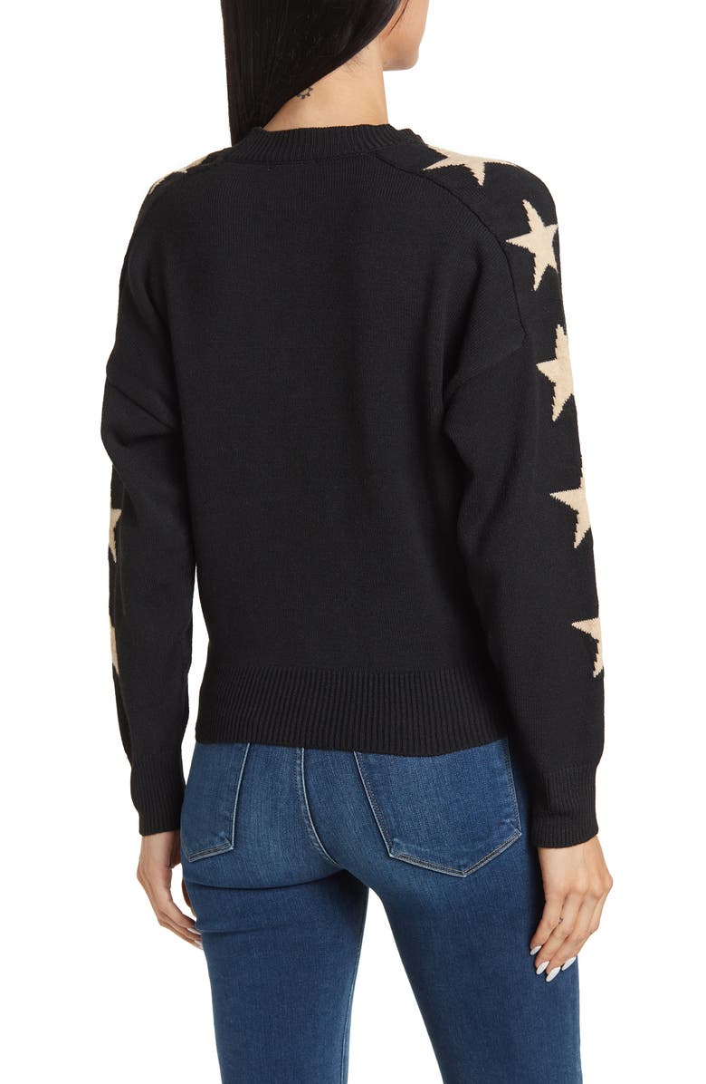 Sweet Romeo Star Print Sleeve Sweater, Alternate, color, 