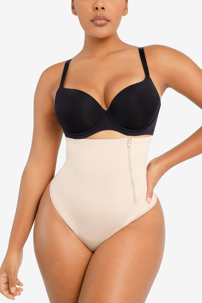Side Zip Shaping Panty, Main, color, Pinkish Beige