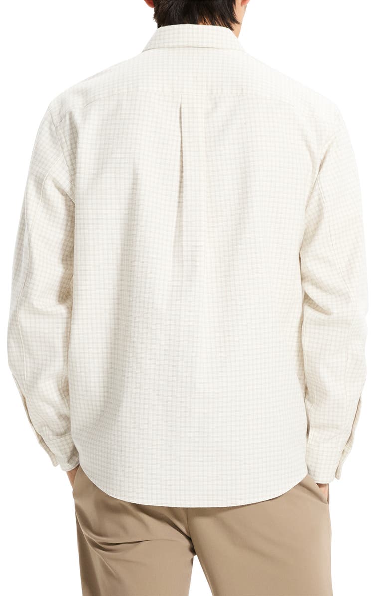 Theory Weekend Woods Check Cotton Button-Up Shirt, Alternate, color, Winter Ivory Multi