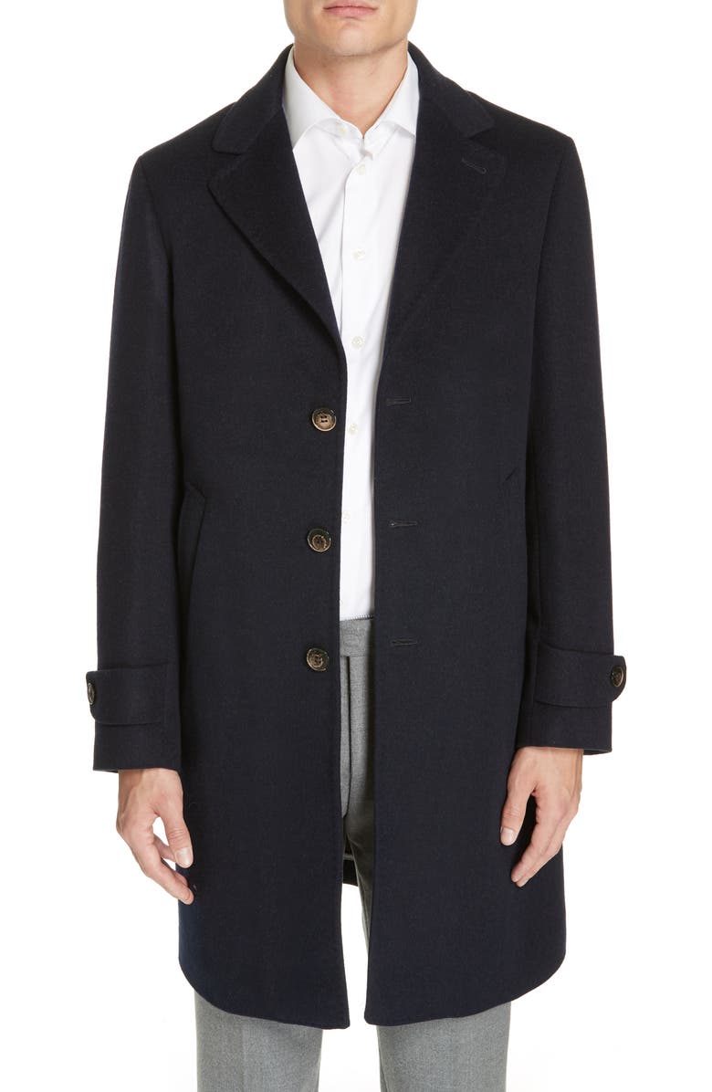 Eleventy Trim Fit Wool & Cashmere Car Coat, Main, color,