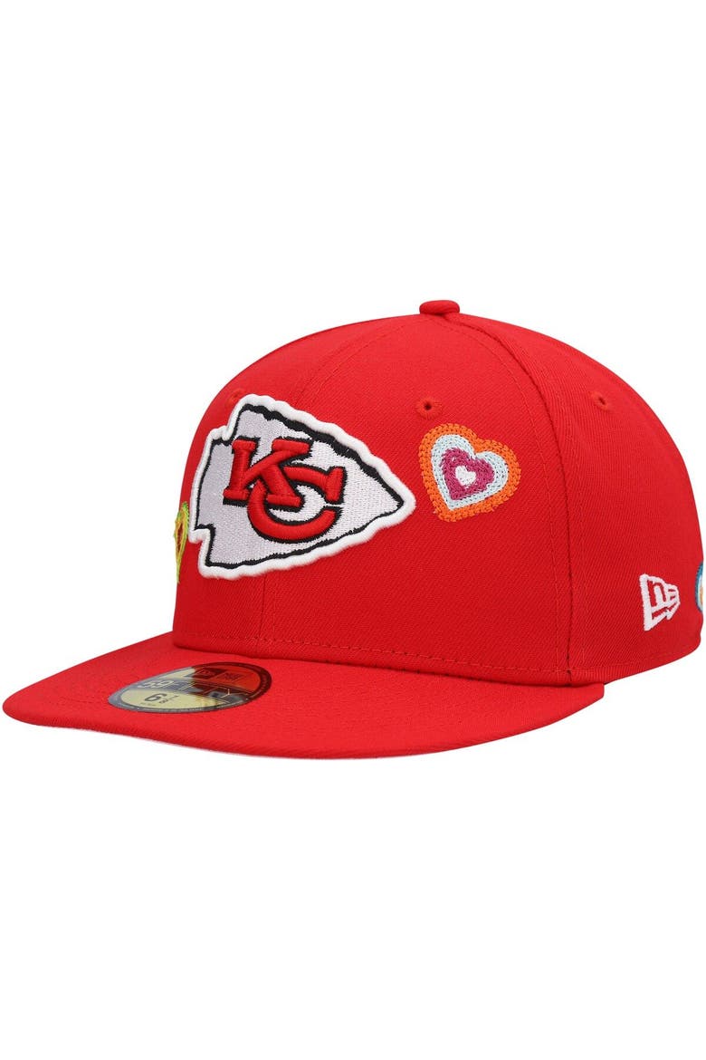 Men's New Era Red Kansas City Chiefs Chain Stitch Heart 59FIFTY Fitted Hat, Main, color, Red