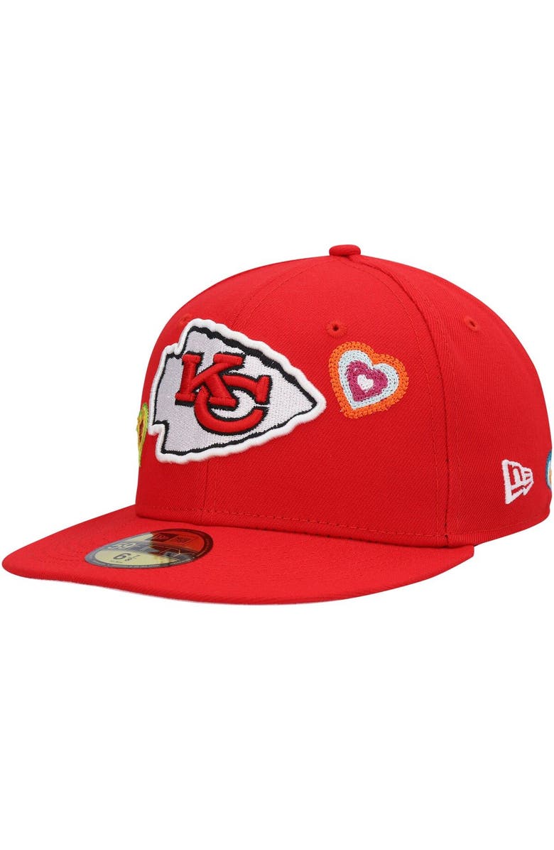 New Era Men's New Era Red Kansas City Chiefs Chain Stitch Heart 59FIFTY Fitted Hat, Main, color, Red