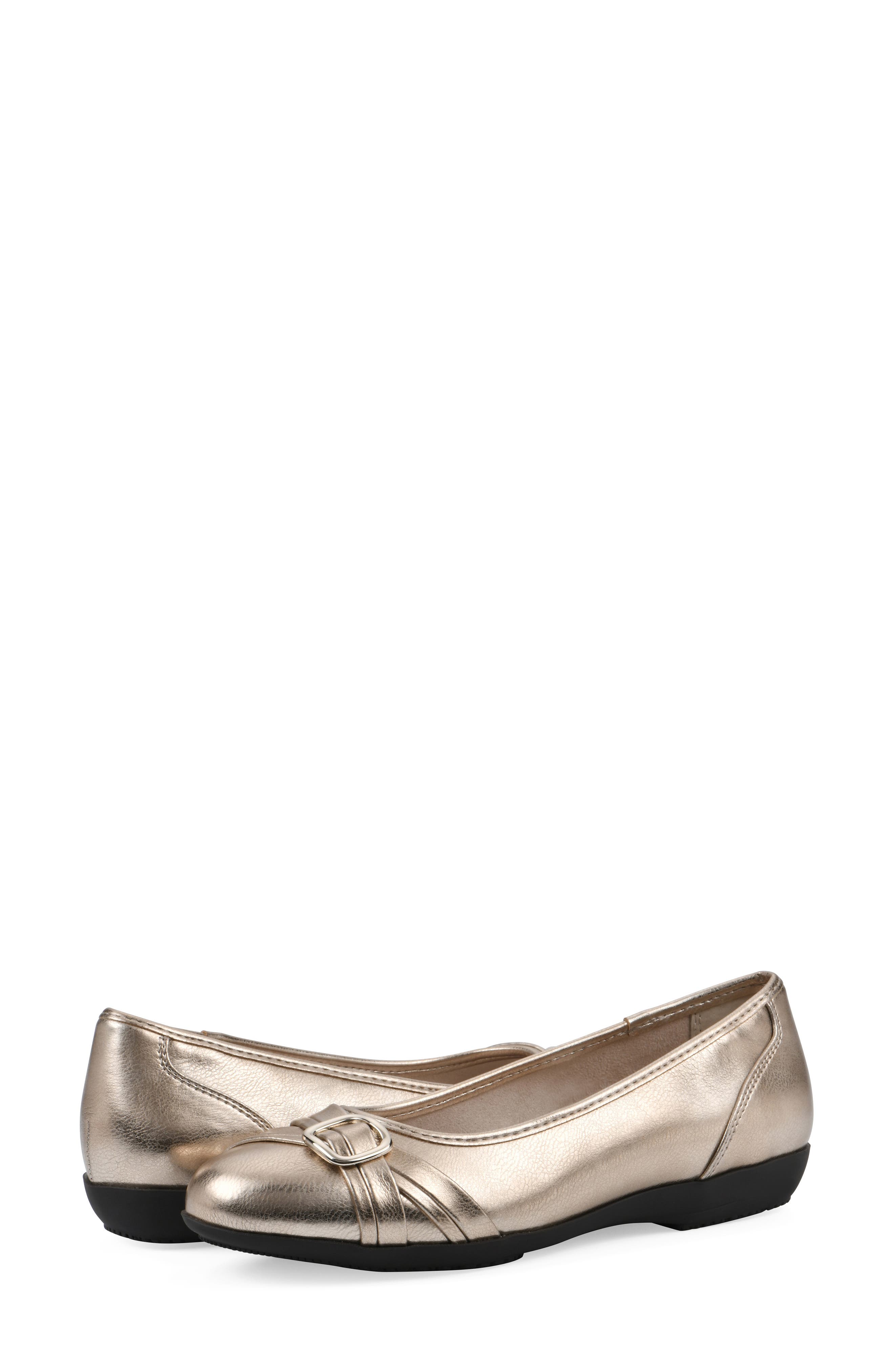 Calming Buckle Strap Flat, Alternate, color, LIGHT GOLD METALLIC SMOOTH