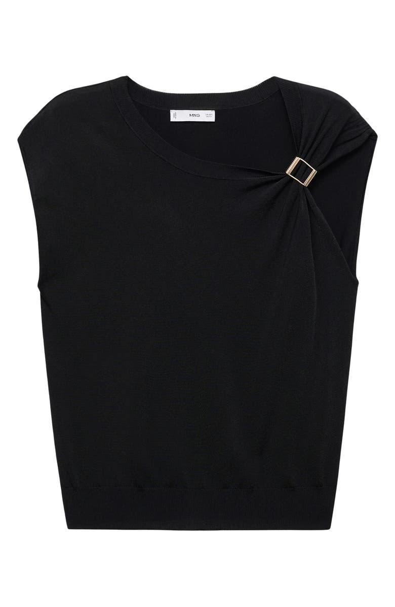 MANGO Buckle Detail Asymmetric Sweater, Alternate, color, Black