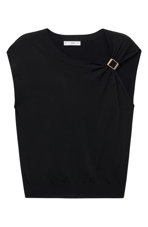 Mango Buckle Detail Asymmetric Sweater In Black