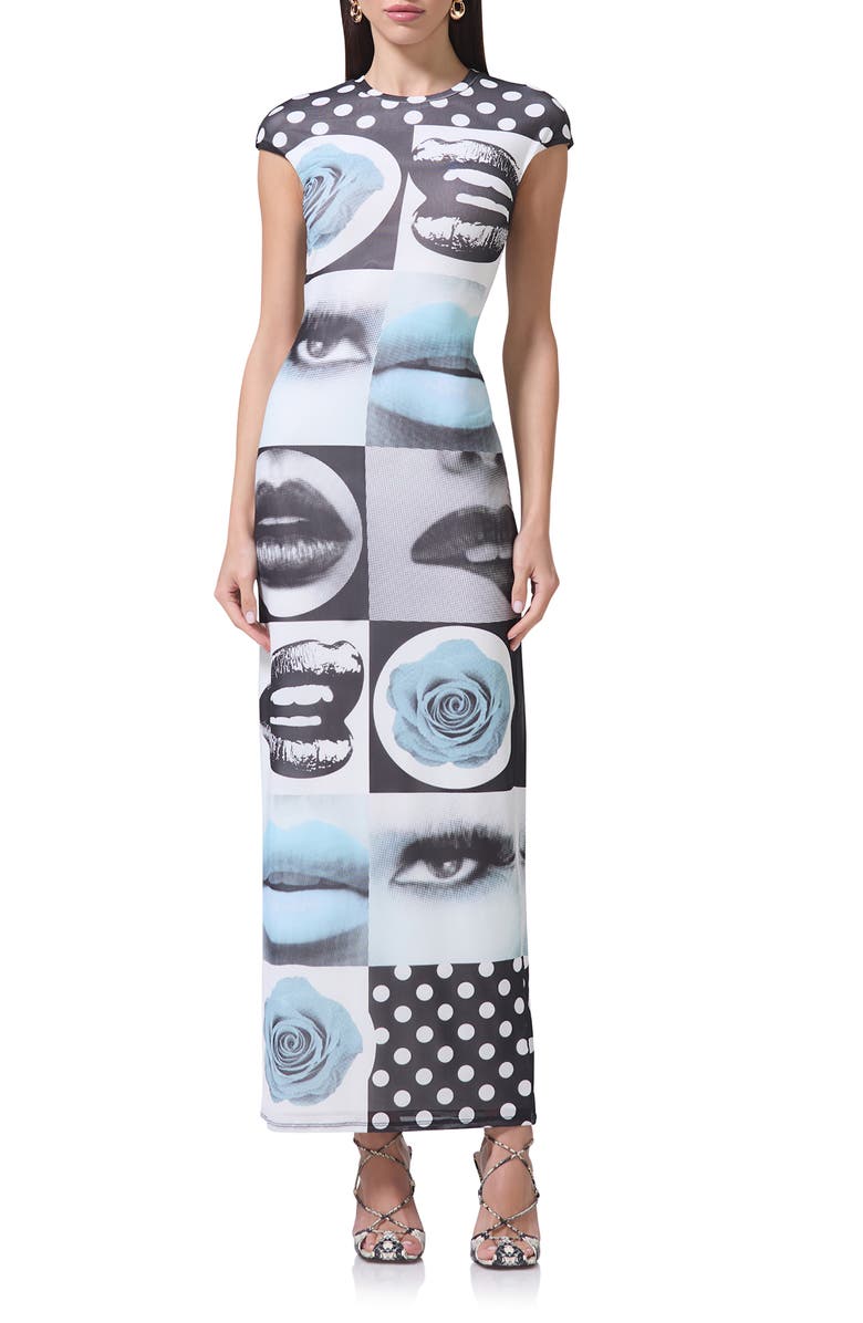 AFRM Cody Print Powermesh Midi Dress, Main, color, 