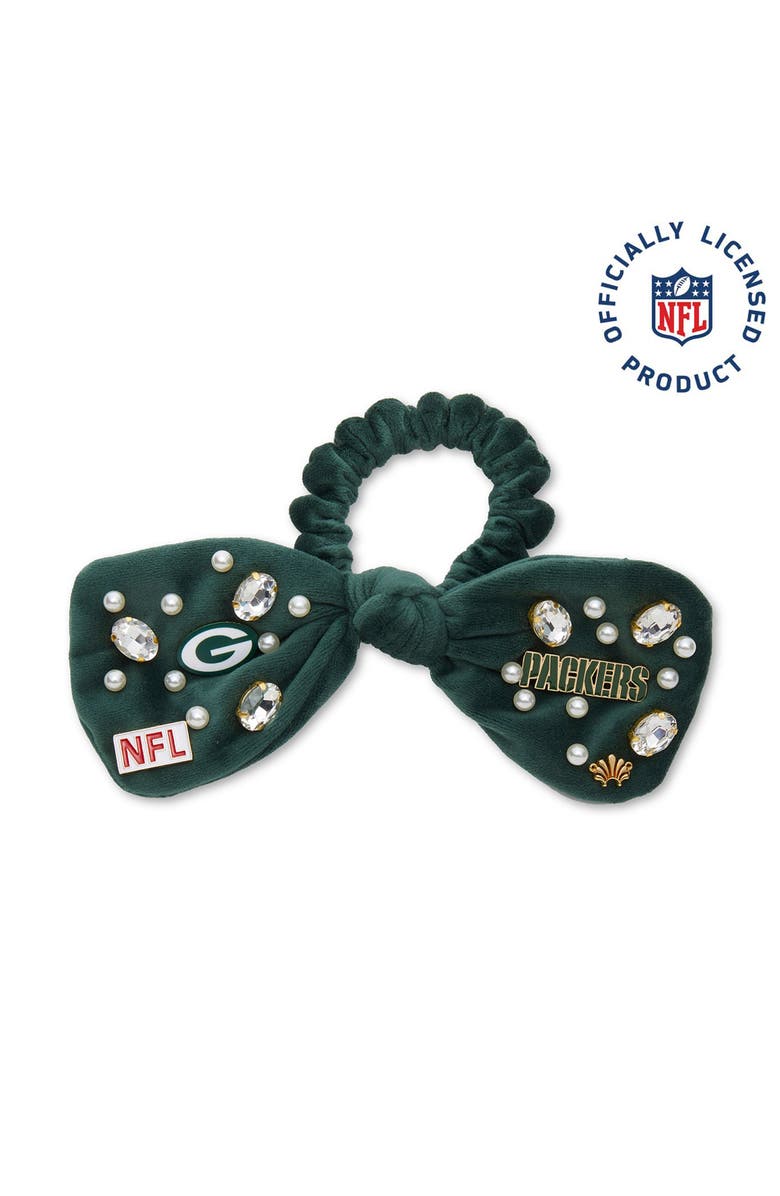 Lele Sadoughi Greenbay Bow Scrunchie, Main, color, Greenbay Green 300
