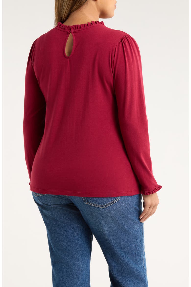 Ruffle Detail Knit Top, Alternate, color, RED RUMBA