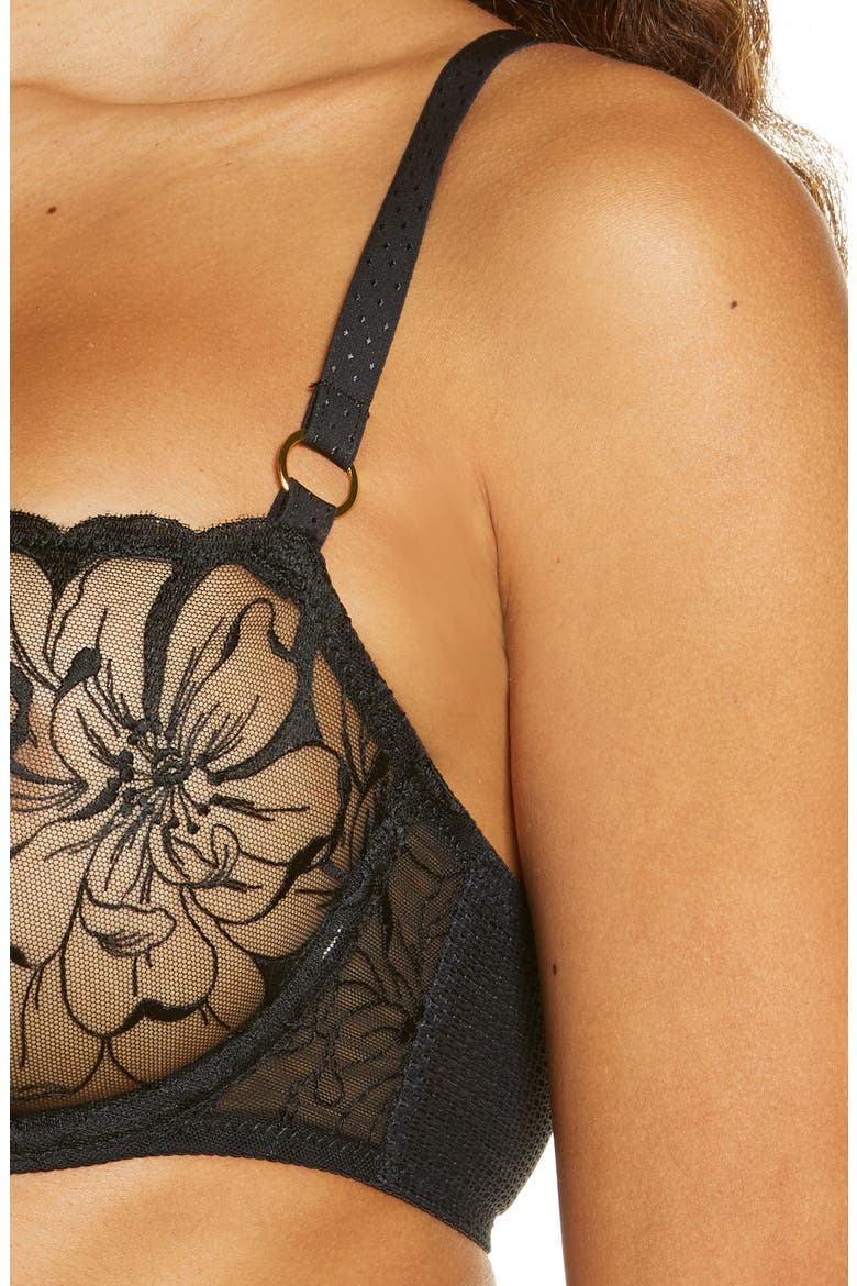 Fleurs Demi Bra, Alternate, color, BLACK
