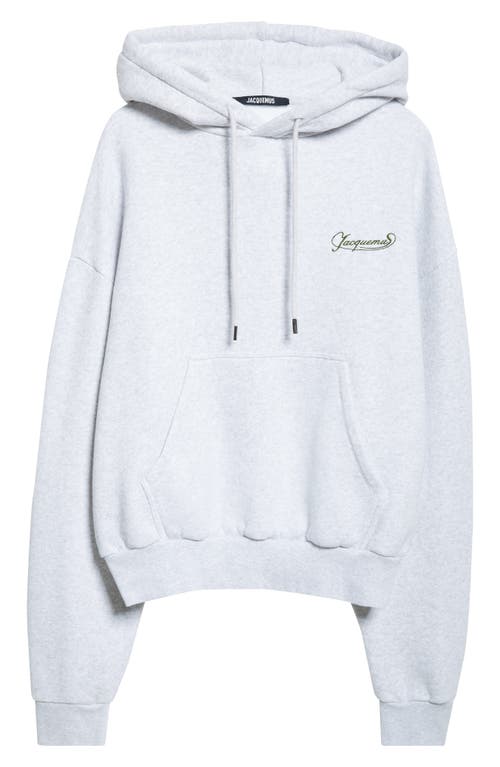 Jacquemus The Corto Logo Embroidered Cotton Fleece Hoodie In Uni Club Grey