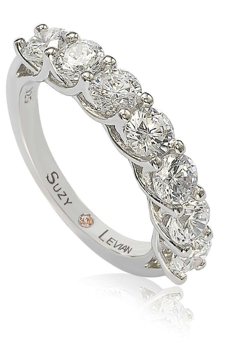 Cubic Zirconia Half Eternity Band Ring, Alternate, color, WHITE