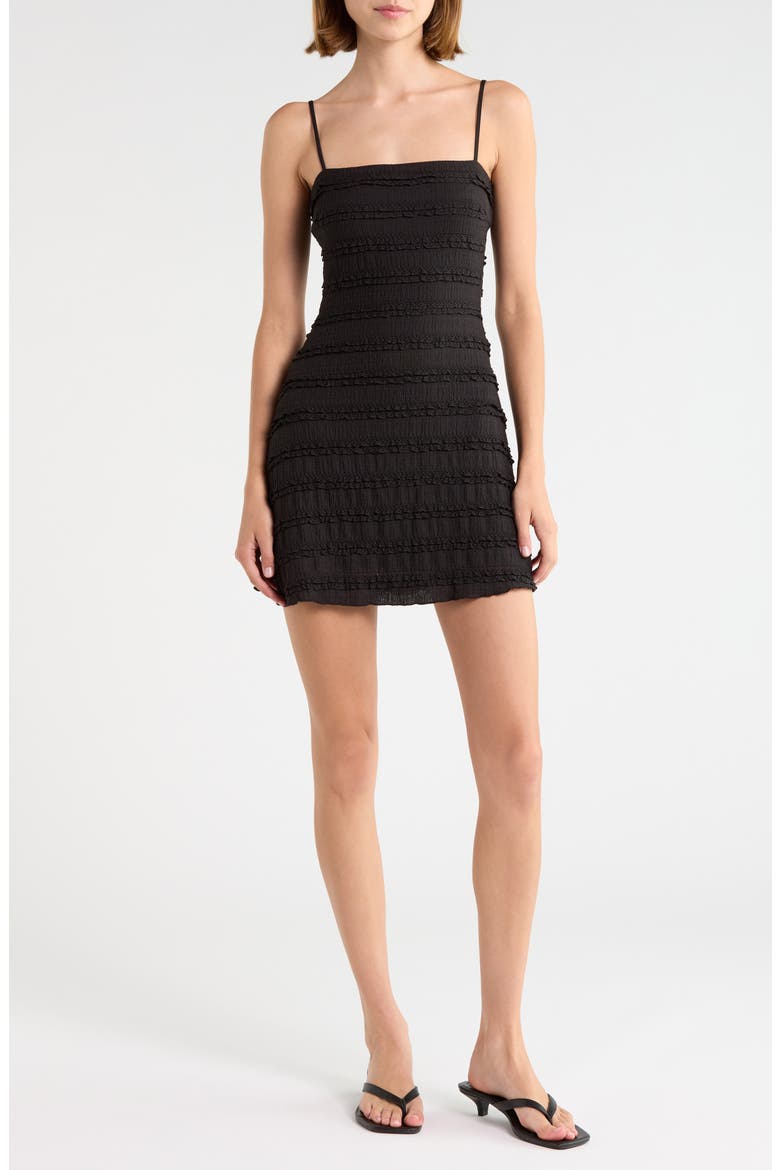 Sylvana Textured Minidress, Main, color, BLACK
