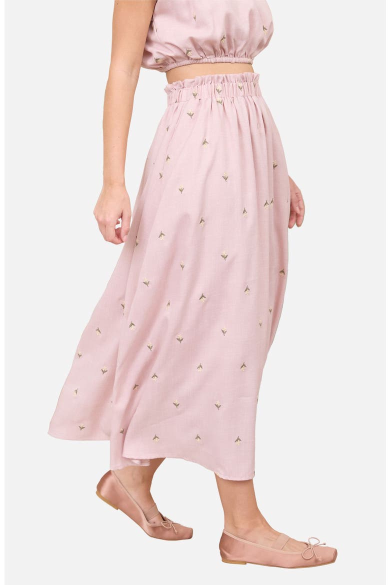 Floral Embroidered Midi Skirt, Alternate, color, PINK