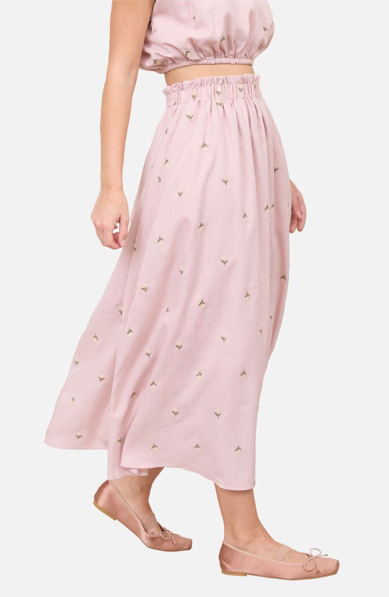 Blu Pepper Floral Embroidered Midi Skirt, Alternate, color, Pink