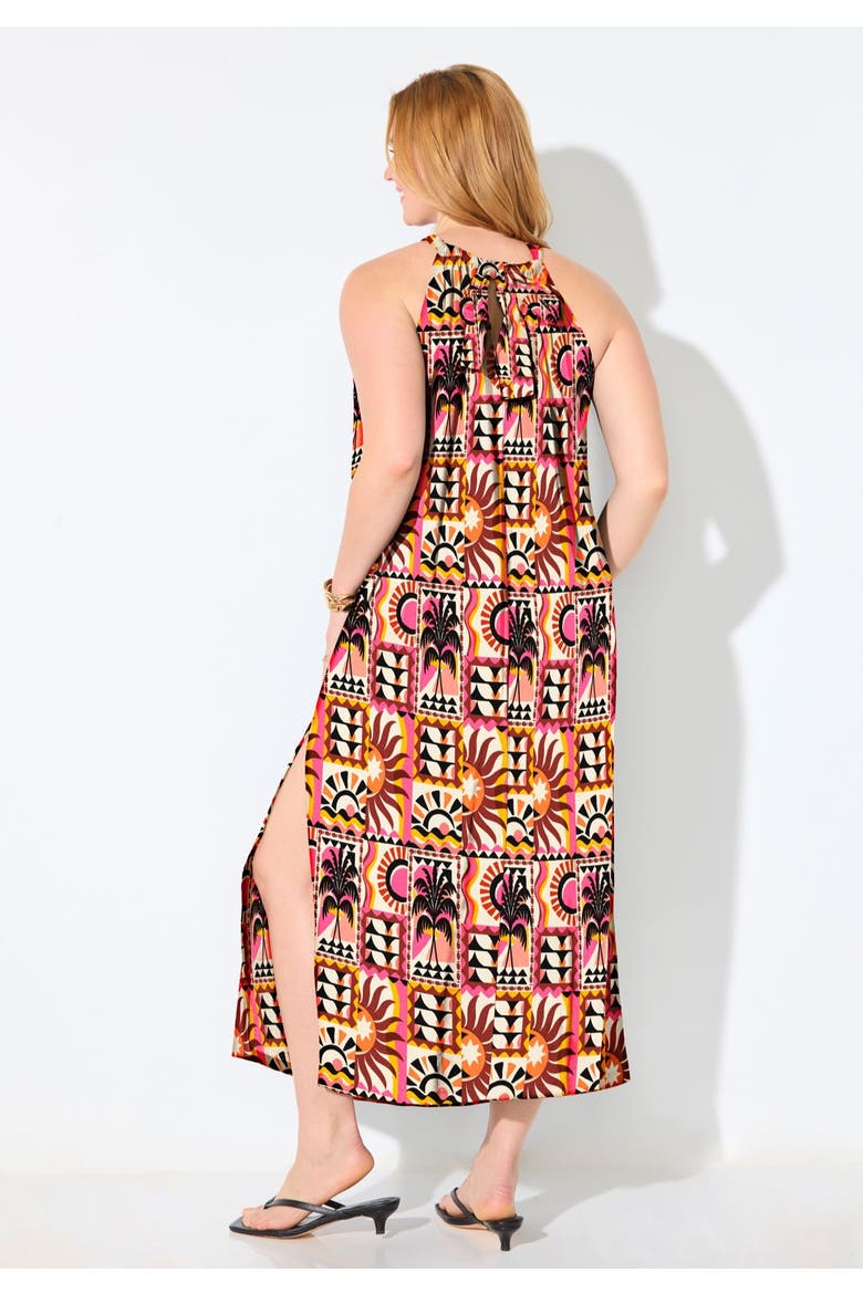 Cotton High Neck Maxi Dress Cover Up, Alternate, color, Vita Boho Palms