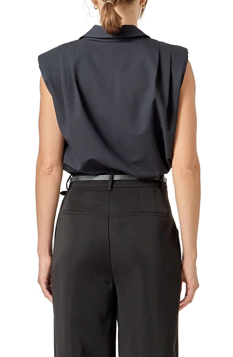 English Factory Pleated Sleeveless Shirt, Alternate, color, Navy