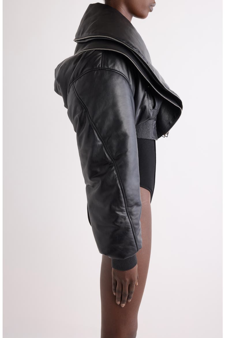 Crop Double Zip Collar Bomber Jacket, Alternate, color, BLACK
