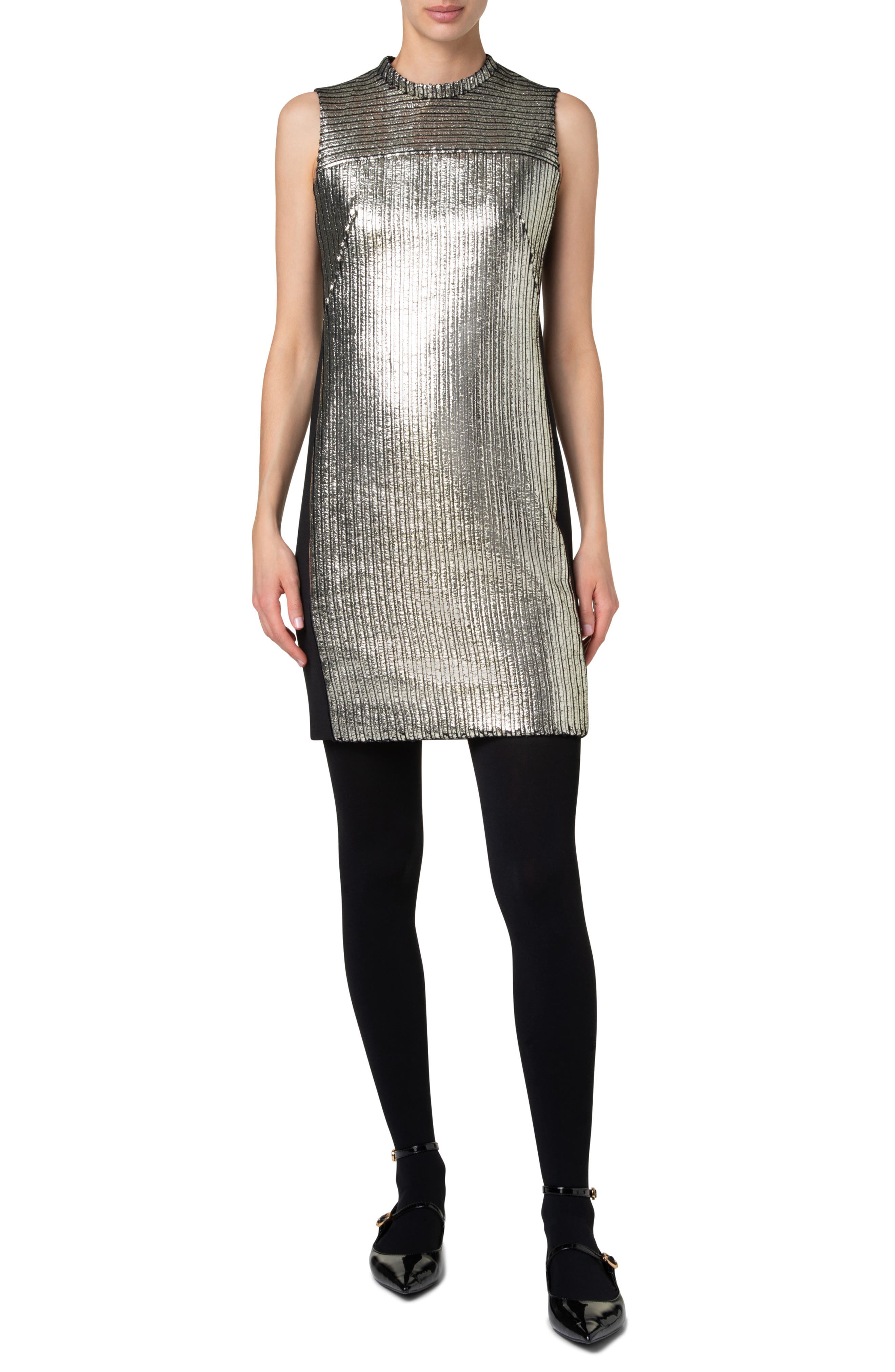 Akris punto Metallic Laminated Corduroy Dress