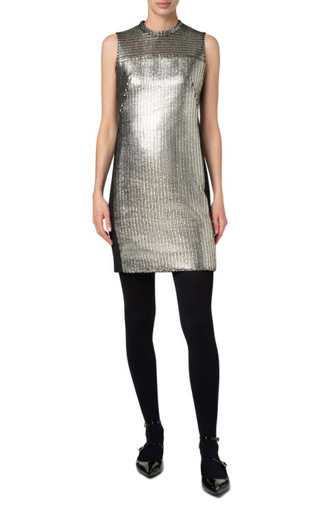 Metallic Laminated Corduroy Dress