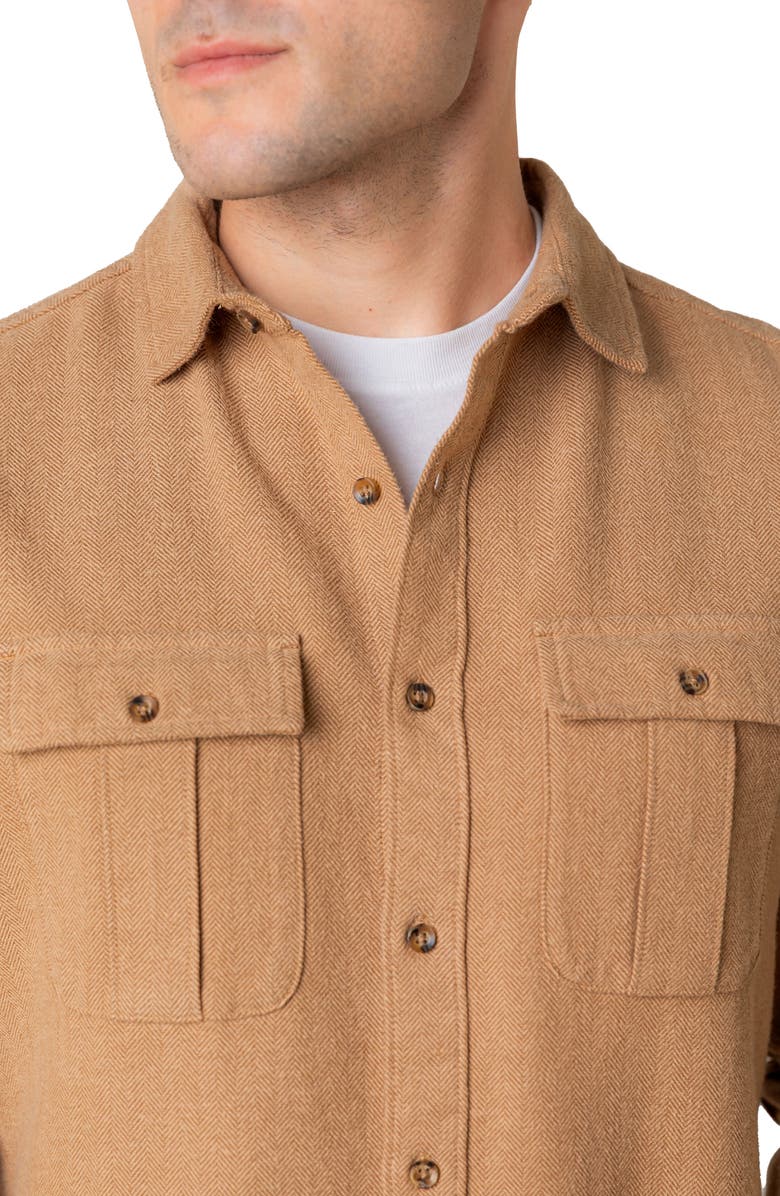 Hope & Henry Organic Flannel Double Pocket Button Down Shirt, Alternate, color, Camel Herringbone