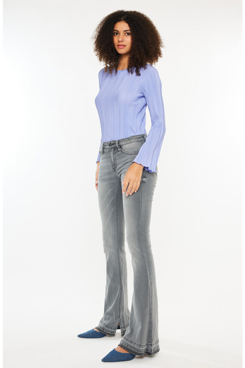 Heidi Mid Rise Flare Jeans, Alternate, color, Light Gray