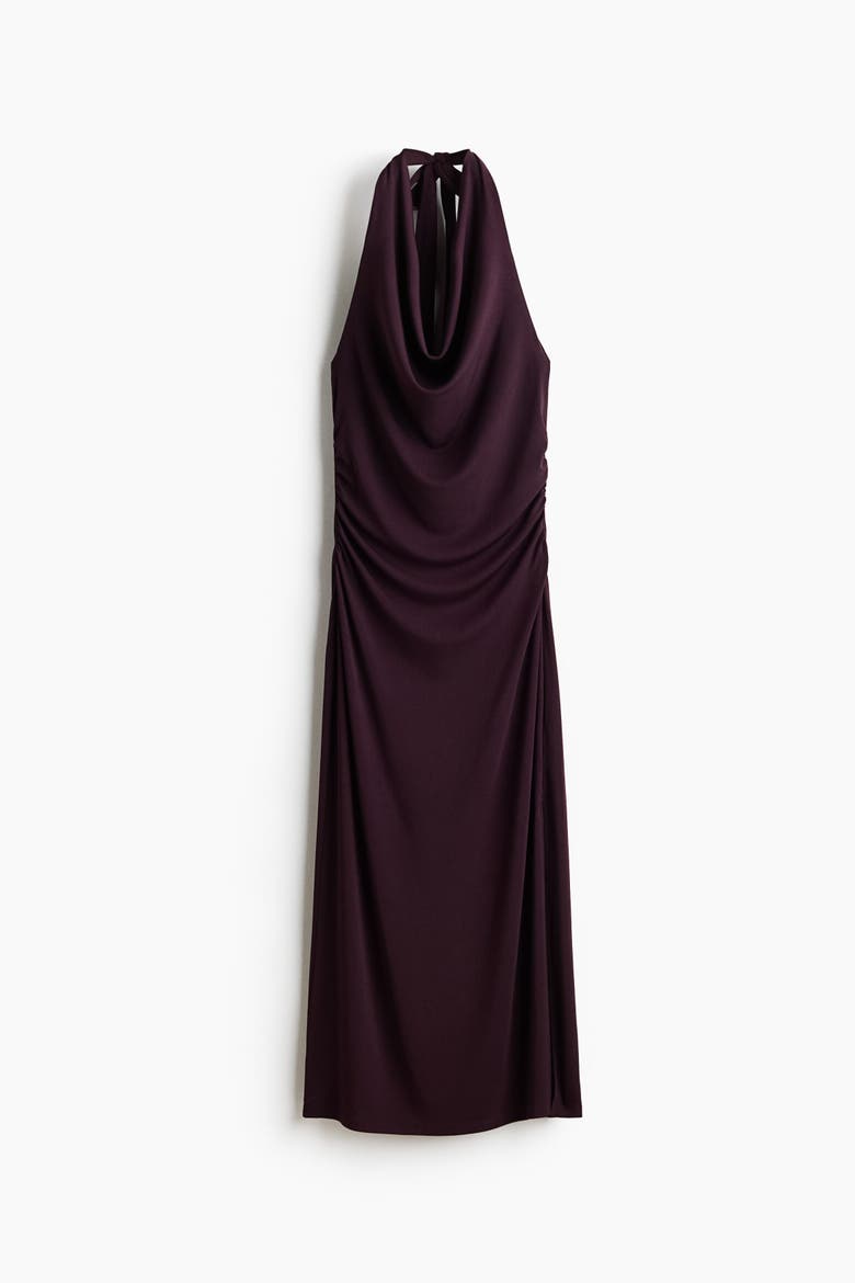 Cowl-neck Halterneck Dress, Alternate, color, Dark purple