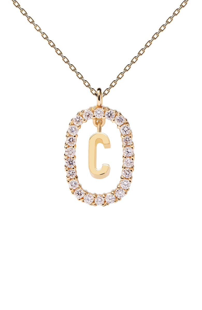 PDPAOLA Diamonds And Gold Letter Necklace, Main, color, 