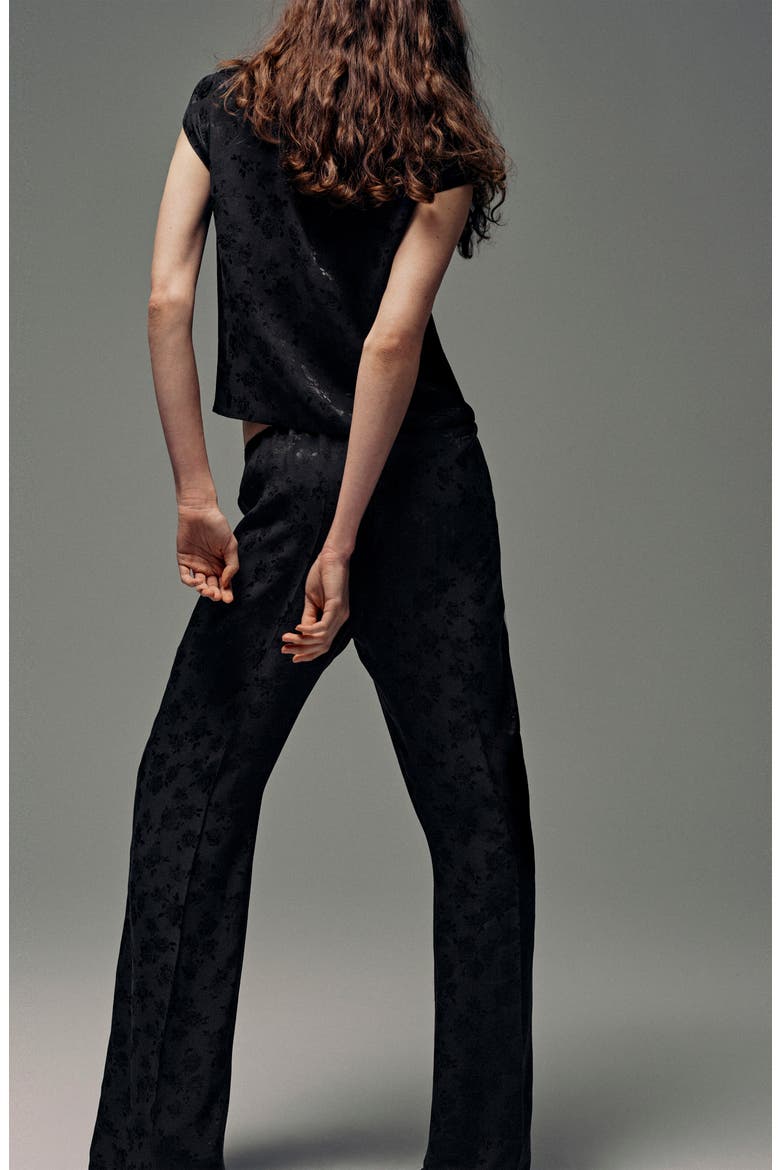 Tamary Jacquard Band Collar Top, Alternate, color, CHARCOAL
