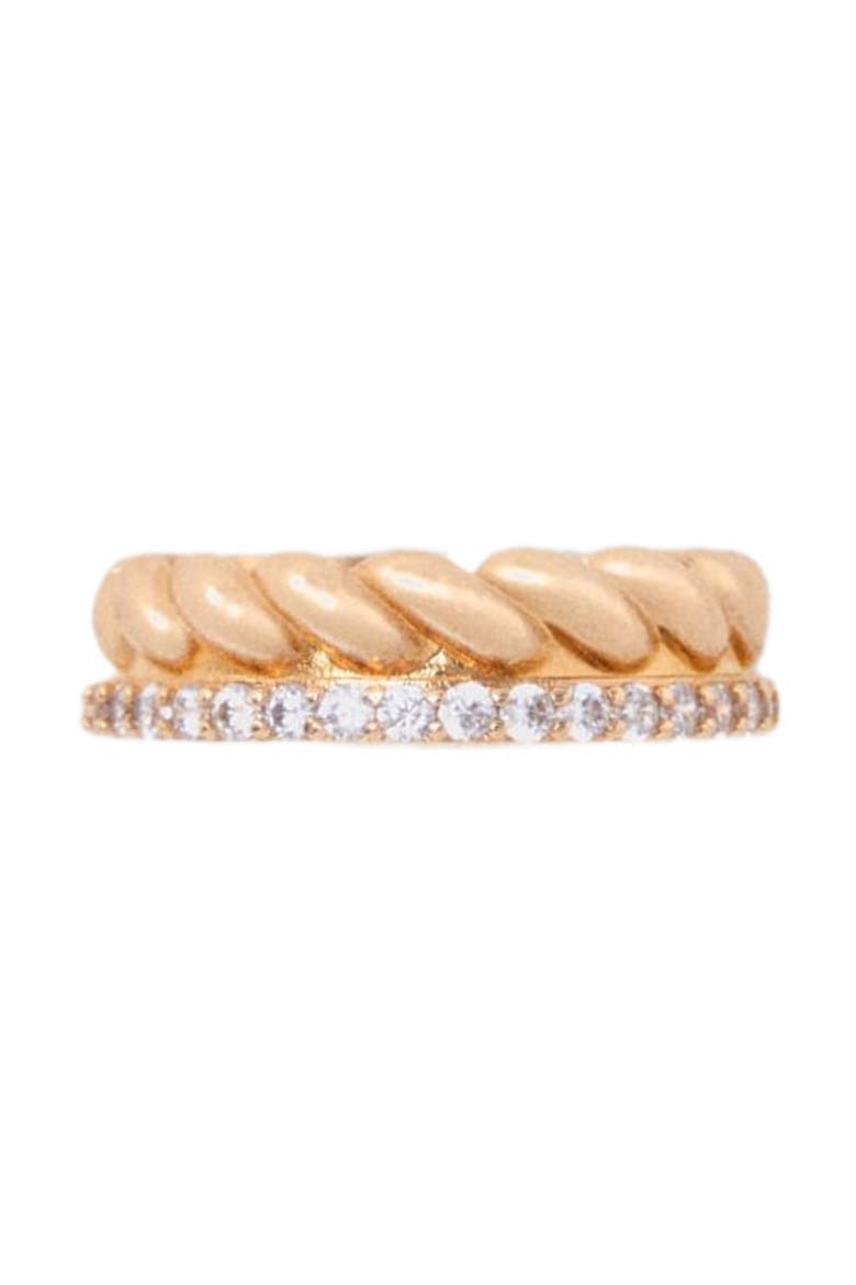 Twisted gold rhinestone ring, Main, color, Gold