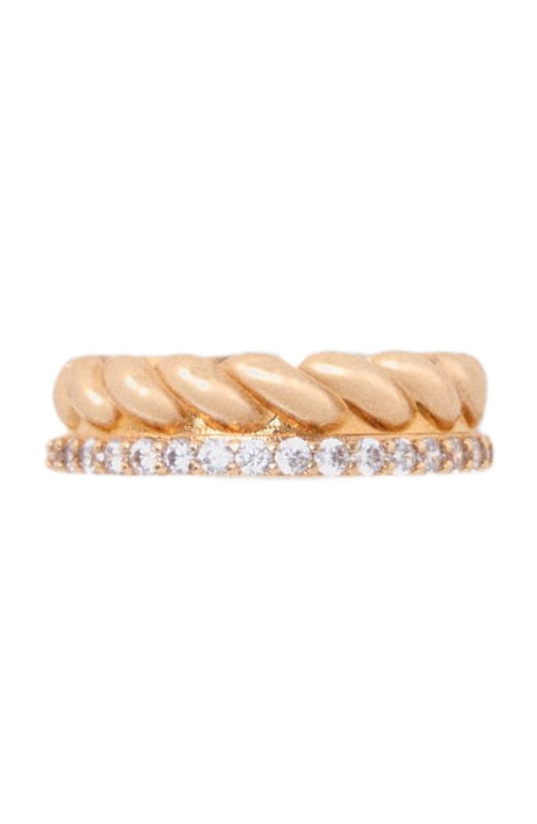 maje Twisted gold rhinestone ring, Main, color, Gold