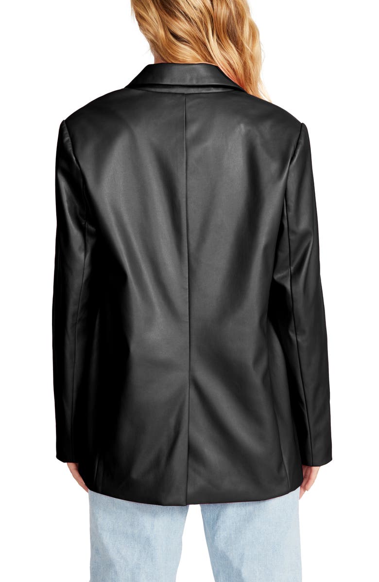 Steve Madden Faux Leather Boyfriend Blazer, Alternate, color, Black