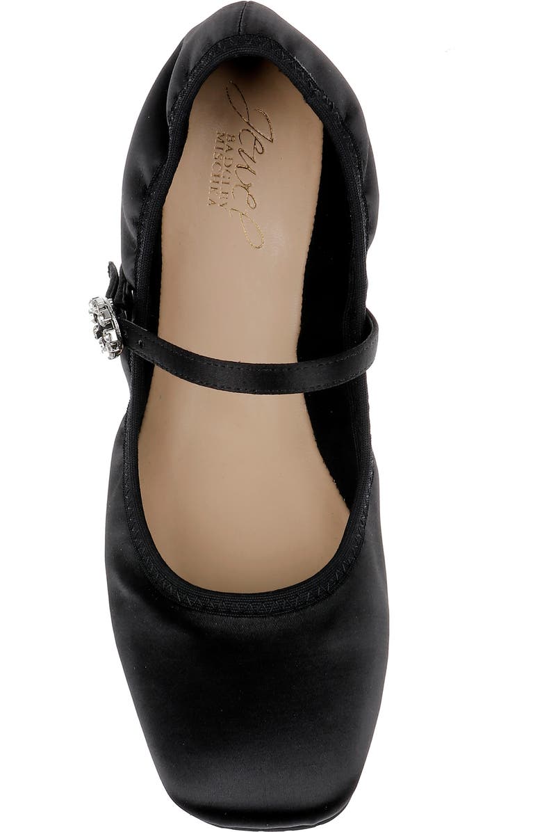 Jewel Badgley Mischka Kaya Mary Jane Flat, Alternate, color, Black Satin
