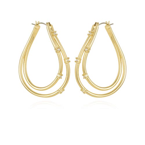Vince Camuto Teardrop Hoop Earrings With Stone Accents In Gold